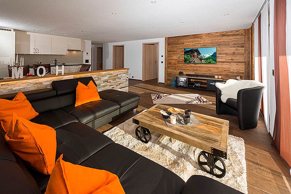 Wohnbereich Ferienwohnung Casa Mia in Grächen